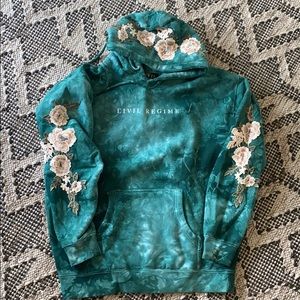 Civil Regime Aqua Floral Applique Hoodie